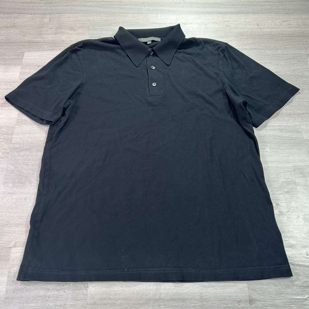 Robert Barakett Polo Shirt Mens XL Black Solid Cotton Short Sleeve Casual Top